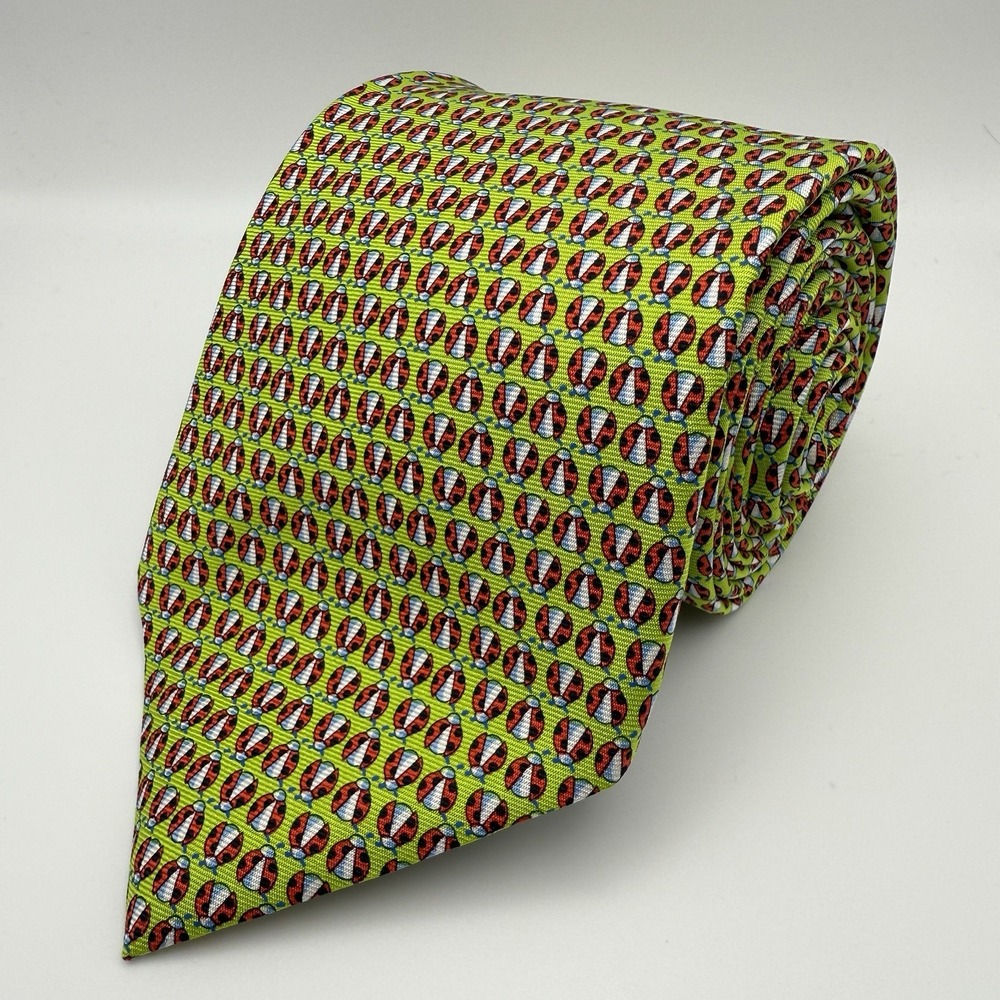 NEW Brooks Brothers Necktie‎ Mens Ladybug Print 100% Silk Wild Fun